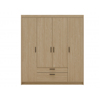 Szafa 4-drzwiowa z szufladami 176 cm garderoba TRINO dąb olejowany